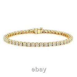 7.00 Ct Diamond Tennis Bracelet 7.25 Round Cut Diamonds 14K Yellow Gold Over
