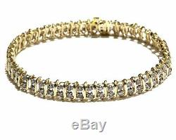 7.00 Ct Round Cut 14K Yellow Gold Over 14k Diamond Tennis Bracelet 7 Inch
