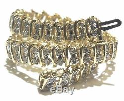 7.00 Ct Round Cut 14K Yellow Gold Over 14k Diamond Tennis Bracelet 7 Inch