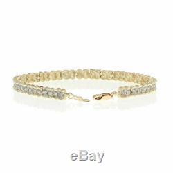 7.00 Ct Round-Cut 14k Yellow Gold Over Diamond Tennis Bracelet D/VVS1 7.25 Inch