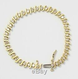 7.00 Ct Round VVS1 S-Link Diamond Tennis Bracelet 14k Yellow Gold Over 7.25