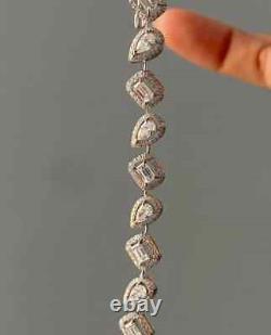 7.2Ct Pear & Emerald Colorless Real Moissanite Tennis Bracelet Solid 925 Silver