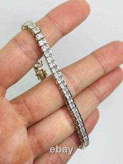 7.30 CT Princess Cut Diamond Unisex Tennis Bracelet 7.5 in 14k White Gold Over