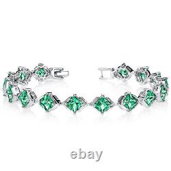 7.5 CT Princess Green Sterling Silver Bracelet