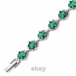 7.5 CT Princess Green Sterling Silver Bracelet