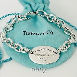 7.5 Please Return To Tiffany & Co Oval Tag Charm Bracelet New Version