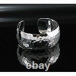 7.925 Sterling Silver Hi-Shine Modern Hammered Design Cuff Bracelet