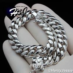 7-9men 925 Sterling Silver 10mm Plain Miami Cuban Curb Link Chain Braceletsb3