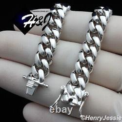 7-9men 925 Sterling Silver 10mm Plain Miami Cuban Curb Link Chain Braceletsb3