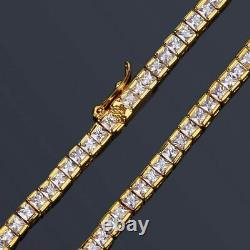 7 Ct Princess Cut Simulated Diamond Wedding Tennis Bracelet Yellow Gold Plated