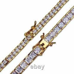 7 Ct Princess Cut Simulated Diamond Wedding Tennis Bracelet Yellow Gold Plated