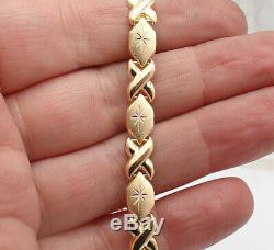7 Hugs & Kisses XOXO Bracelet 10K Yellow Gold Clad Real Sterling Silver 925