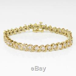 7 Inch 14k Yellow Gold Over 8.00 Ct Diamond S Link Tennis Bracelet