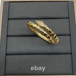 7 Real Round Moissaniet Open Cuff Serpent Viper Bracelet in 925 Silver