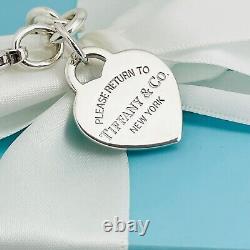 7 Small Please Return to Tiffany & Co Heart Tag Silver Charm Bracelet