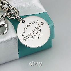 7 Small Return to Tiffany and Co Round Tag Bracelet Charm 925 Silver Authentic