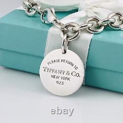 7 Small Return to Tiffany and Co Round Tag Bracelet Charm 925 Silver Authentic