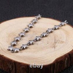 7mm Five Star Link Women's Bracelet 925 Sterling Silver Chain All Size Available