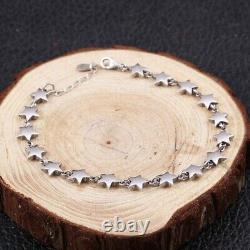 7mm Five Star Link Women's Bracelet 925 Sterling Silver Chain All Size Available