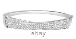 85 Carat Genuine Diamonds Womens Ladies Sterling Silver Pave Bracelet Bangle