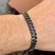 8ct Round Simulated Black Diamond Men's Cuban Bracelet 925 Black Sterling Silver