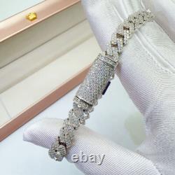 8MM Real Moissanite Cuban Bracelet Double Rows 925 Silver Passes Tester Hip Hop