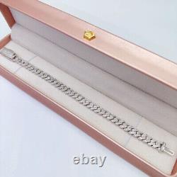 8MM Real Moissanite Cuban Bracelet Double Rows 925 Silver Passes Tester Hip Hop