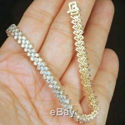 8.00 Ct Round Cut VVS1 Diamond Unisex Bracelet 14K Yellow Gold Over 7.25