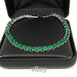 8.00 Ct Round Green Emerald Tennis Bracelet Women Jewelry 14K White Gold Over 7