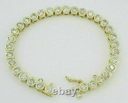 8.00 Ct Round Simulated Diamond 14K Yellow Gold Over Bezel Tennis Bracelet 7.5
