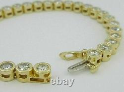8.00 Ct Round Simulated Diamond 14K Yellow Gold Over Bezel Tennis Bracelet 7.5