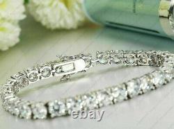 8.00 TCW Round Cut DEF VVS1 Moissanite Tennis Bracelet In 14k White Gold Finish