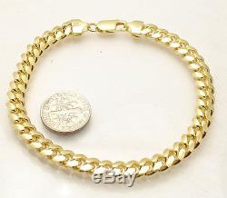 8.25 Italian Solid Miami Cuban Bracelet 14K Yellow Gold Clad Sterling Silver