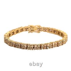 8.50CTS Silver Gold Plated Natural Rose Cut Champagne Diamond Tennis Bracelet