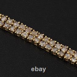 8.50CTS Silver Gold Plated Natural Rose Cut Champagne Diamond Tennis Bracelet