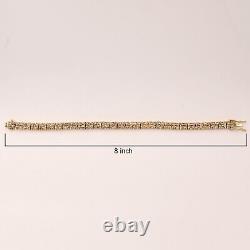 8.50CTS Silver Gold Plated Natural Rose Cut Champagne Diamond Tennis Bracelet