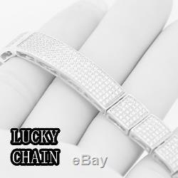 8.5925 STERLING SILVER ICED OUT LAB DIAMOND BRACELET 39g BP3