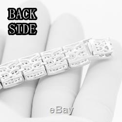 8.5925 STERLING SILVER ICED OUT LAB DIAMOND BRACELET 39g BP3