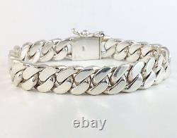 8.5 74g HEAVY CHUNKY BIKER CUBAN CURB CHAIN 925 STERLING SILVER MENS BRACELET