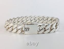 8.5 74g HEAVY CHUNKY BIKER CUBAN CURB CHAIN 925 STERLING SILVER MENS BRACELET