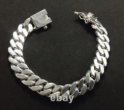 8.5 74g HEAVY CHUNKY BIKER CUBAN CURB CHAIN 925 STERLING SILVER MENS BRACELET