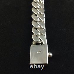8.5 74g HEAVY CHUNKY BIKER CUBAN CURB CHAIN 925 STERLING SILVER MENS BRACELET