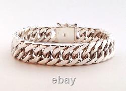 8.5 75g BIKER CUBAN DOUBLE CURB CHAIN LINK 925 STERLING SILVER MEN'S BRACELET