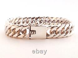 8.5 75g BIKER CUBAN DOUBLE CURB CHAIN LINK 925 STERLING SILVER MEN'S BRACELET