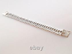 8.5 75g BIKER CUBAN DOUBLE CURB CHAIN LINK 925 STERLING SILVER MEN'S BRACELET