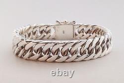 8.5 75g BIKER CUBAN DOUBLE CURB CHAIN LINK 925 STERLING SILVER MEN'S BRACELET