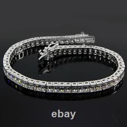 8.5 Cttw Tennis Bracelet Baguette Cut Simulated Diamond Genuine Sterling Silver