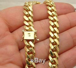 8.5 Italian Solid Miami Cuban Bracelet Double Lock 14K Yellow Gold Clad Silver