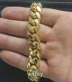 8.5 Miami Cuban Link Chain Bracelet 14K Yellow Gold Over 925 Sterling Silver