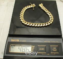 8.5 Solid Italian Miami Cuban Bracelet Double Lock 14K Yellow Gold Clad Silver